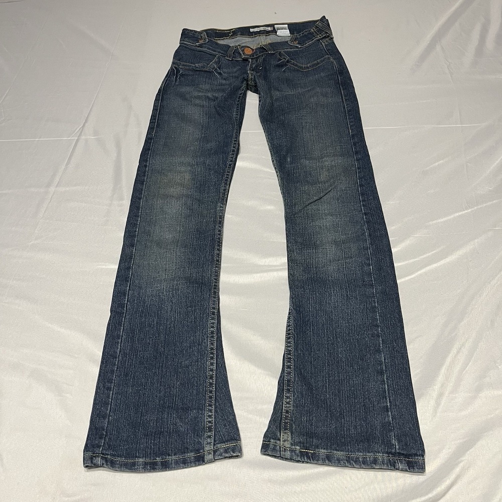 Y2K Levis 504 Women's Slouch Flare Low Rise Jeans Blue Denim Size 3 Fits (28x31)